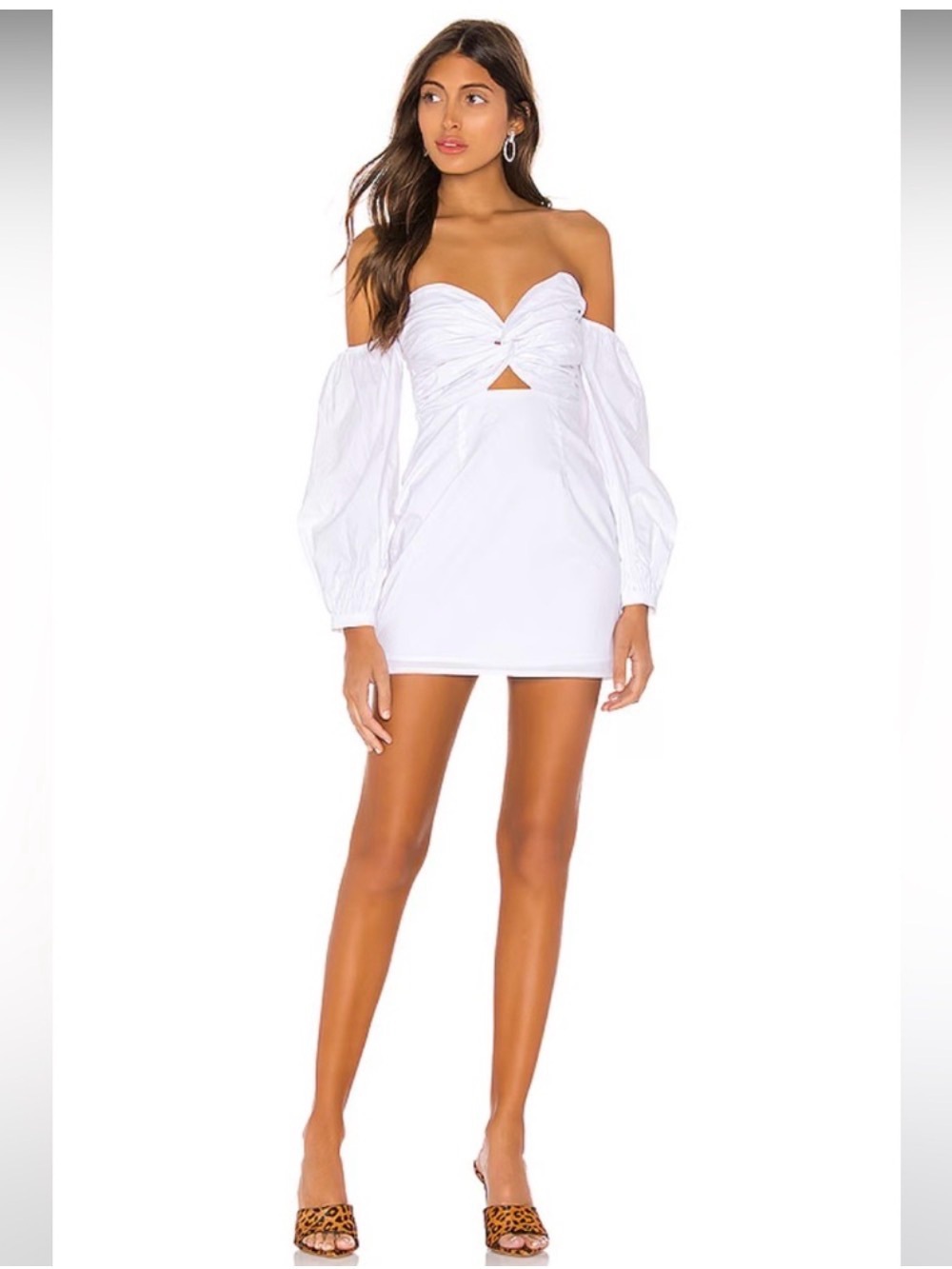 Flynn Ruched Sleeve Dress in White